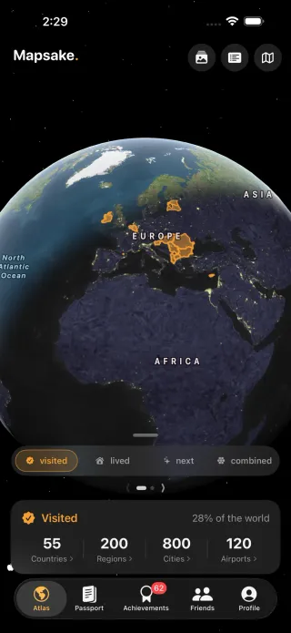 Globo de viajes de Mapsake