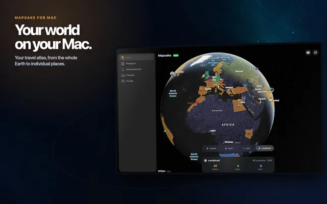 Mapsake's 3D travel atlas on Mac
